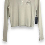 Forever 21 NWT  Henley Long Sleeve Shirt "Athletic" Logo Women's M Taupe Buttons Photo 2