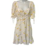 For Love & Lemons  White Yellow Cherry Ashland Lace Up Mini Dress size XS NEW Tag Photo 1