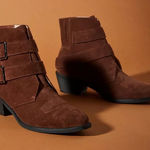 Anthropologie  Double Buckle Ankle Boots suede casual western boho fall $120 Photo 0