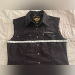 Harley Davidson Vest Black Denim Women's Embroidered Biker Size S Vtg EUC Photo 5