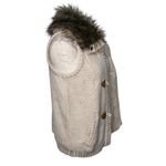 Pink republic  Ivory Cable Knit Faux Fur Collar Toggle Sweater Vest Size Medium Photo 1