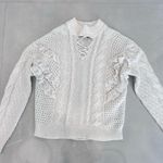 Torn By Ronny Kobo  Paige Lace Up Ruffled Sweater Cream Women's Size Medium Photo 12