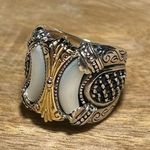 Konstantino 925 Sterling Silver & 18K Gold Mother of Pearl & Black Spinel Ring Photo 1
