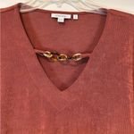 Chico's Chico’s Rust V-Neck Long Sleeve Tunic Top with Chain link Detail Women’s Large Photo 3