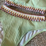 Amazon Light Green Ribbed High Waisted Adjustable Strap Bikini Set XL Photo 2
