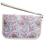 Paul Joe Limited Edition Purse Wristlet Travel Handbag Pink Floral Beige 6"x4" Photo 3