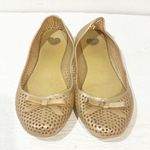 Melissa  Women’s Size 7 Gold Jelly Ballet Flats with Bows on Toe Shoes Photo 1