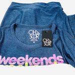 Chaser NWT glitter weekends crew sweatshirt Photo 2