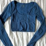 Garage  Long Sleeve Top Crop Blue Photo 0