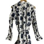 Osman Suzie White Floral Print Long Sleeve Tie Waist High Low Shirt Dress Sz 12 Photo 12