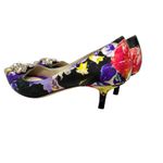 Brian Atwood Jael Kitten Heel Pumps Satin Floral Embellished Size 39‎ US 8 Purple Photo 8