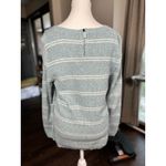 Talbots ‎ Sweater XL Petite Light Teal Blue Striped  Top Pullover Zip Back Cotton Photo 1
