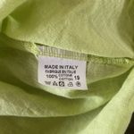 Bognar Blu Green Button Down Chartreuse Large Tie Front Italy Cotton Blouse Tie Photo 6