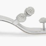 Cult Gaia Sarina Crystal Embellished Silver Kitten Heels Size 38/8 Photo 4