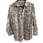 Cynthia Rowley  WhtBlk Long Sleeves Floral Print Collared Chest Pocket Buttonup M Photo 1