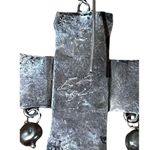 Antique Sterling Silver Hammered Cross Earrings w/Native Dangling Pearls Earring Silver Photo 6