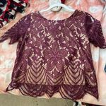EXPRESS Maroon Lace Crop Top Photo 1