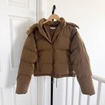 Good American NEW  Iridescent Puffer Jacket With Removable Hood Sepia Size 2 M Photo 2