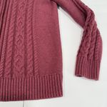 LL Bean Pink Double L Mixed Cable Full Zip Mock Neck Cotton Sweater Size LARGE Photo 3