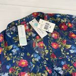 Kut From The Kloth NWT  Blue Foral Boho Blouse Roll Tab Sleeve Button Front Top S Photo 5