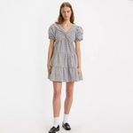 Levi's NWT Volume Sleeveless Dress In Katherine Seersucker Plaid Cloud Dancer Photo 5