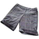 Trina Turk  Womens Shorts‎ Size 2 Brown Plaid Cuffed Bermuda Made in USA Photo 1