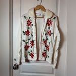 VINTAGE Victoria Jones White Embroidery Christmas Cardigan size L Size L Photo 2