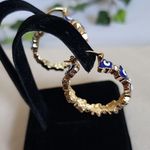 Gold Filled Hoop Earrings Evil Eye Butterfly Blue Photo 5