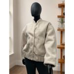 Mango MNG Sherpa Bomber Jacket Cream XS 100% Polyester‎ Cozy Lined Photo 2