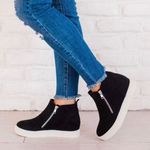 Micro Suede Hidden Wedge Sneaker Black Size 6 Photo 0