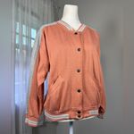 Vintage ‘90s Outside Interests Peach, Gray & White Snap Button Sweatshirt Orange Photo 3