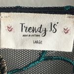 Trendy JS Floral Embroidered Mesh Sheer Overlay Crop Tee Style Top Blue Size L Photo 7