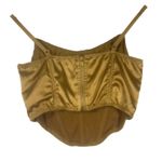 Urban Outfitters Women's Satin Corset Top Size M Gold Mustard Cowl Neck Zip Back Photo 3