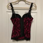Spirit Burgundy Maroon Paisley Floral Ribbed Corset Photo 6