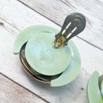 Vintage Clip On Earrings Light Green & Gold Tone Extra Large Statement Photo 10