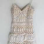 Lulus Lulu’s Beauty and Lace White and Nude Crochet Lace Mini Dress Sz Small Photo 2