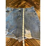 En Creme Denim Blue Jean Skirt Large Raw Hem Distressed Western Concert Festival Photo 4