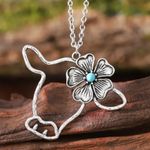 NEW Vintage Western Style Bull Head Necklace with Turquoise, Cowgirl Aesthetic Photo 0