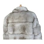 Guess  Oversized Faux Fur Jacket Gray Puffer Zip Up Coat SUPER SOFT Furry Sz L Photo 4