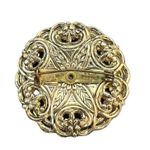Vintage Gold Tone Mother of Pearl Pin Brooch Made in Germany Filagree MOP 1.5" Photo 2