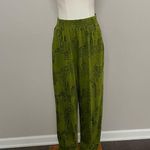 Vintage Michael Carrie Pants Lounge Buildings Art To Wear Lagenlook Green Black Size L Photo 2