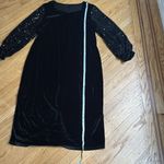 SheIn Curve Black Velvet Dress with Sequin Balloon Sleeves Women’s 4XL Photo 3