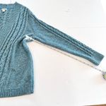 L.L.Bean Teal Double L Mixed Cable Open Front Cardigan Sweater Size XL PETITE Photo 5