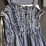Monteaux LA small blue white striped sundress with shoulder ties tiered dress Photo 4