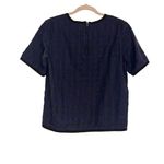 Billy Reid Women Short Sleeve Navy Black Cotton Silk Blend Top MEDIUM Photo 1