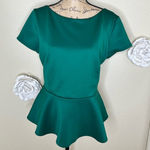 Bisou Bisou NTM:  Short Sleeve Emerald Green Peplum Waist Blouse in Size XL Photo 0