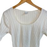 RE/DONE  Pointelle Scoop Neck Tee Top Blouse Ruffle Cottage White Size Large L Photo 4