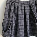 Hot Topic Plaid Mini Skirt Black Grey Pleated Suspenders Sz Small Academia Y2K Photo 7