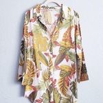 Anthropologie C&C California Linen Blend Palm Leaf Buttondown Shirt Photo 0