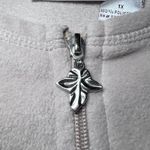Nick & Sarah Zip Up Fleece Jacket Womens 1X Plus Size Beige Embroidered Leaves Tan Photo 5